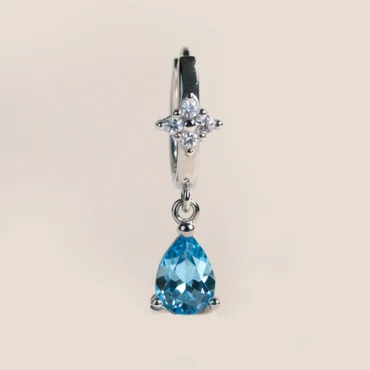 Mono boucle d-oreille aigue marine